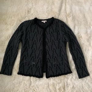 Ella Moss Wool Tweed Fringe Sweater Jacket/Cardigan - Small